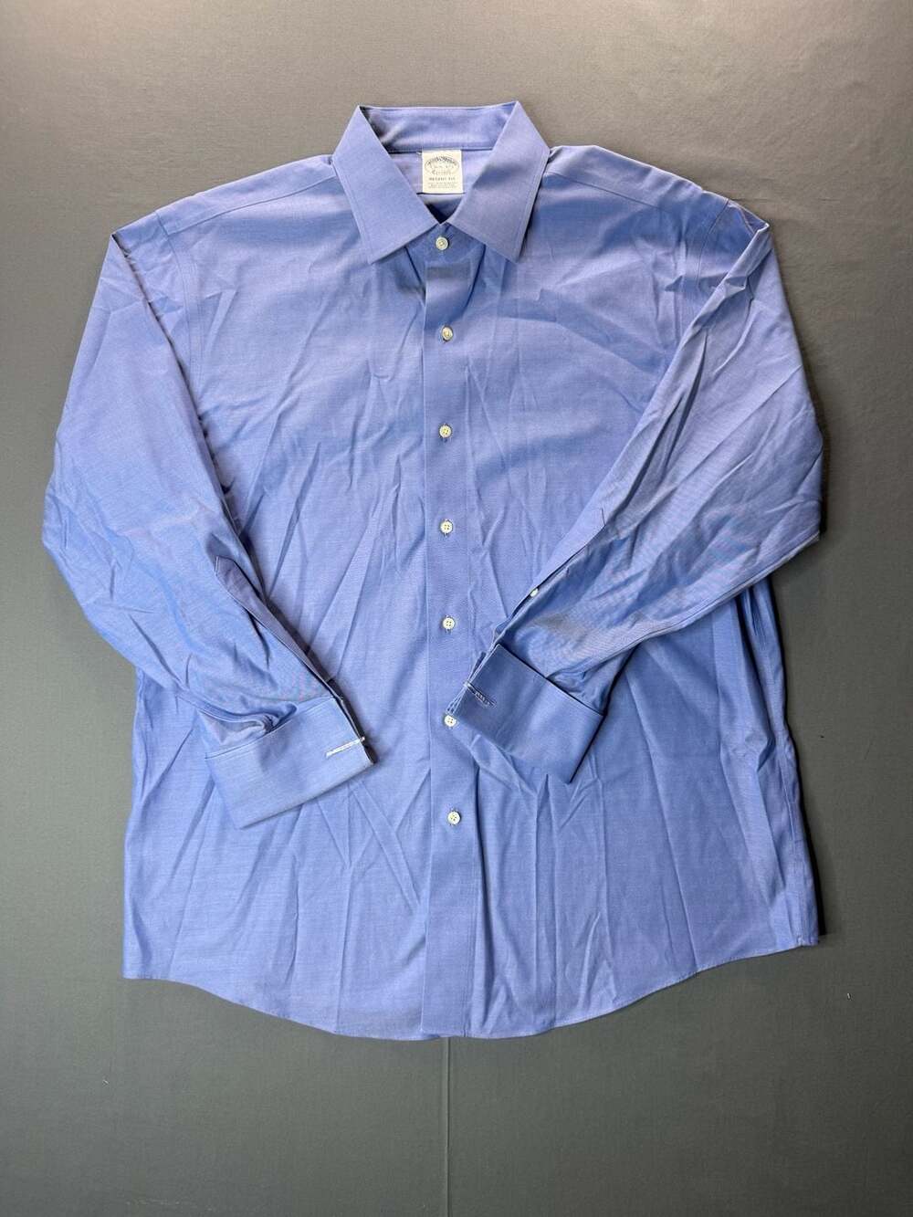 Brooks Brothers Regent Fit Dress Shirt Size 16 1/2-32 Blue Solid Non-Iron New!